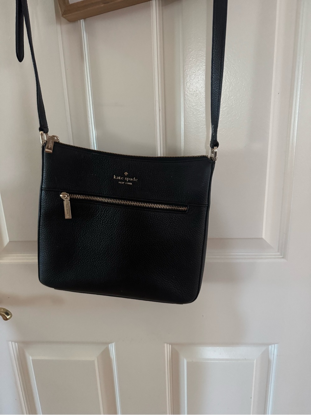 kate spade Black Pebbled Leather Crossbody with Gold Hardware